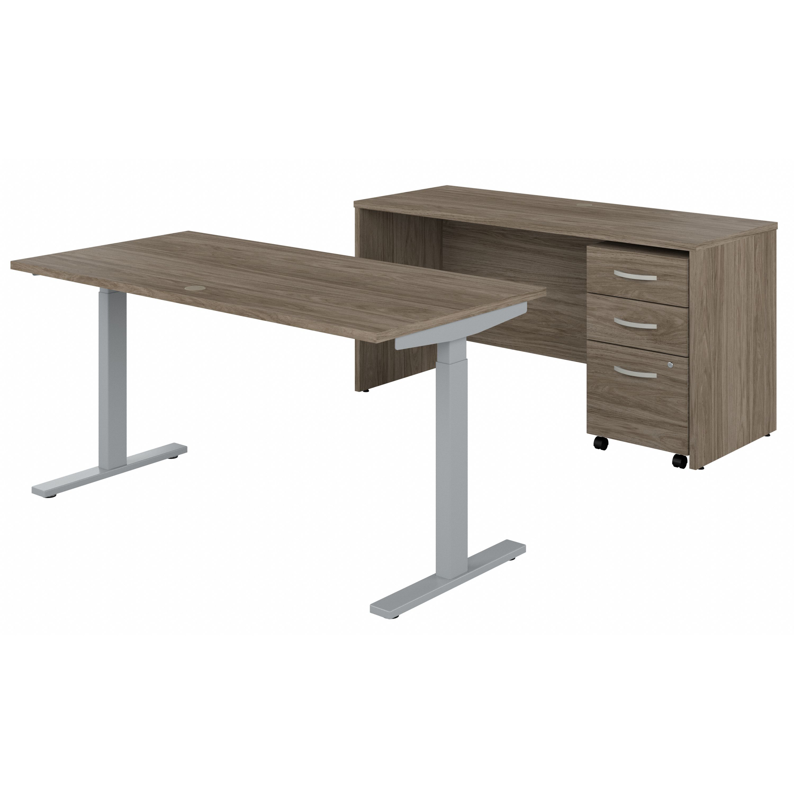 Shop Bush Business Furniture Studio C 60W Height Adjustable Standing Desk with Credenza and File Cabinet 02 STC017MHSU #color_modern hickory