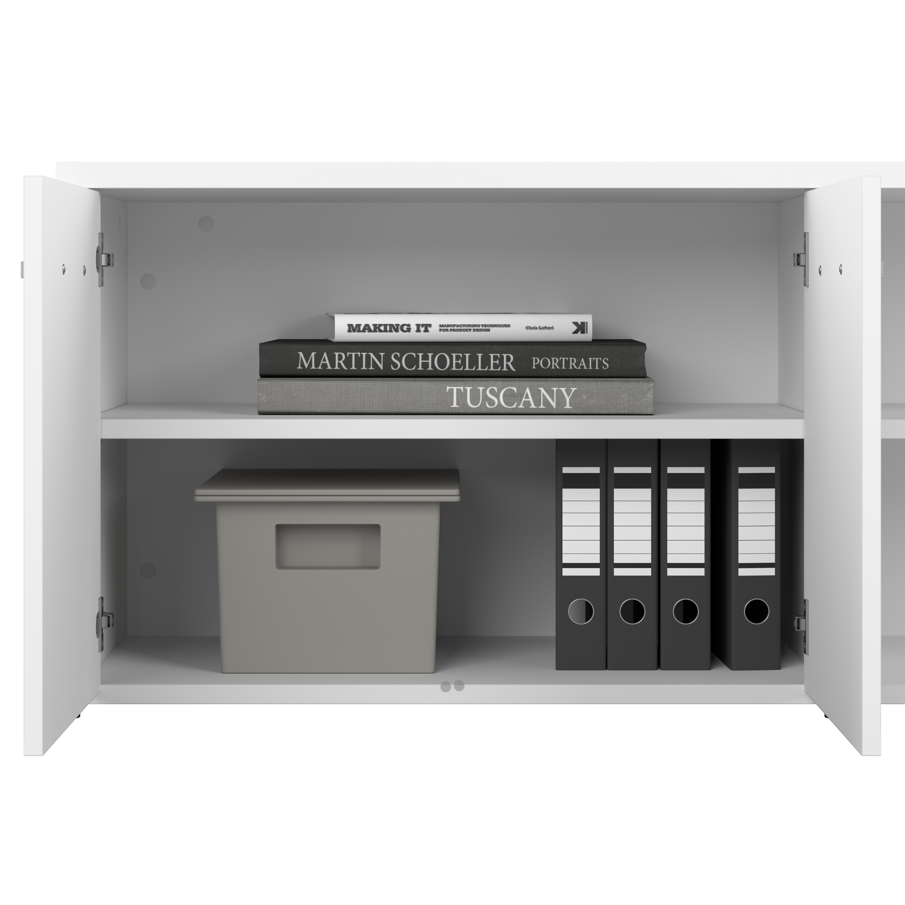 Shop Bush Business Furniture Studio A Low Storage Cabinet with Doors and Shelves 03 SDS160WH-Z #color_white