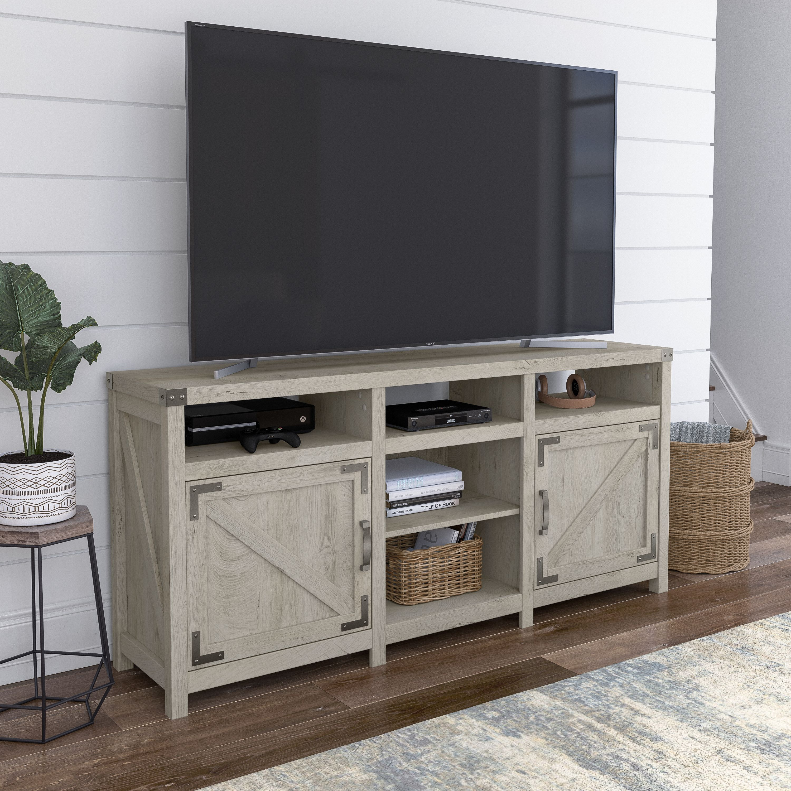 Shop Bush Furniture Knoxville 65W Farmhouse TV Stand for 75 Inch TV 01 CGV265CWH-03 #color_cottage white