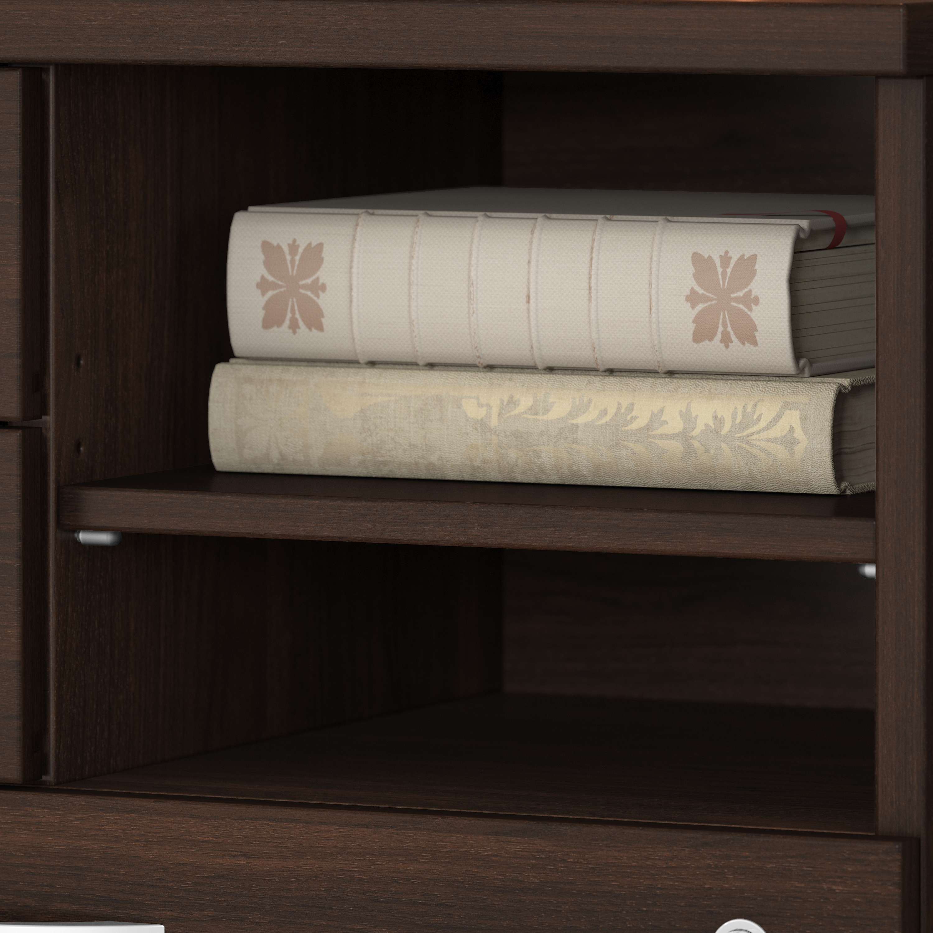 Shop Bush Business Furniture Studio C Office Storage Cabinet with Drawers and Shelves 04 SCF130BWSU #color_black walnut