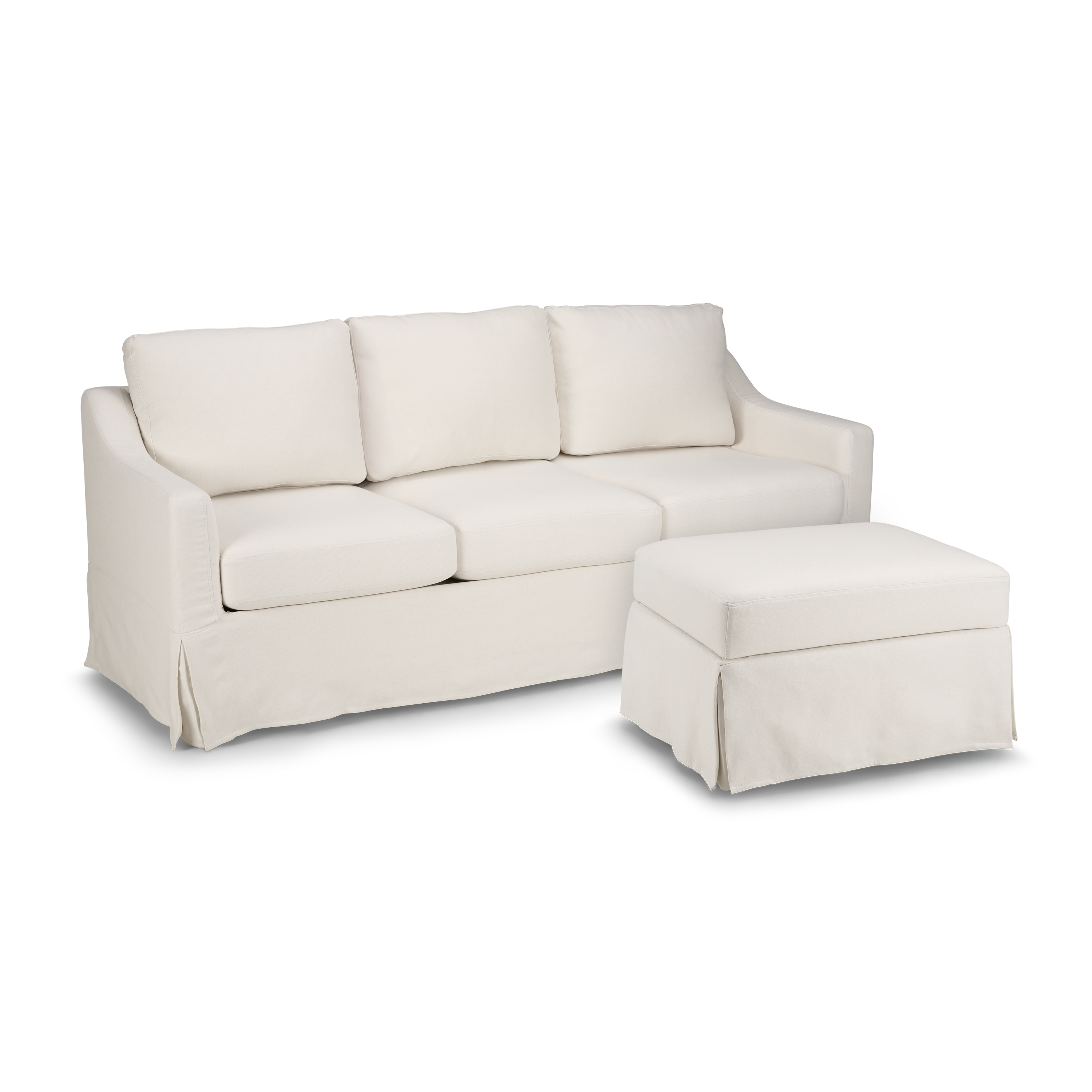 Shop Bush Home Harper 80W Sofa and Storage Ottoman with Slipcovers HAR003IYB 1 #color_ivory basketweave fabric