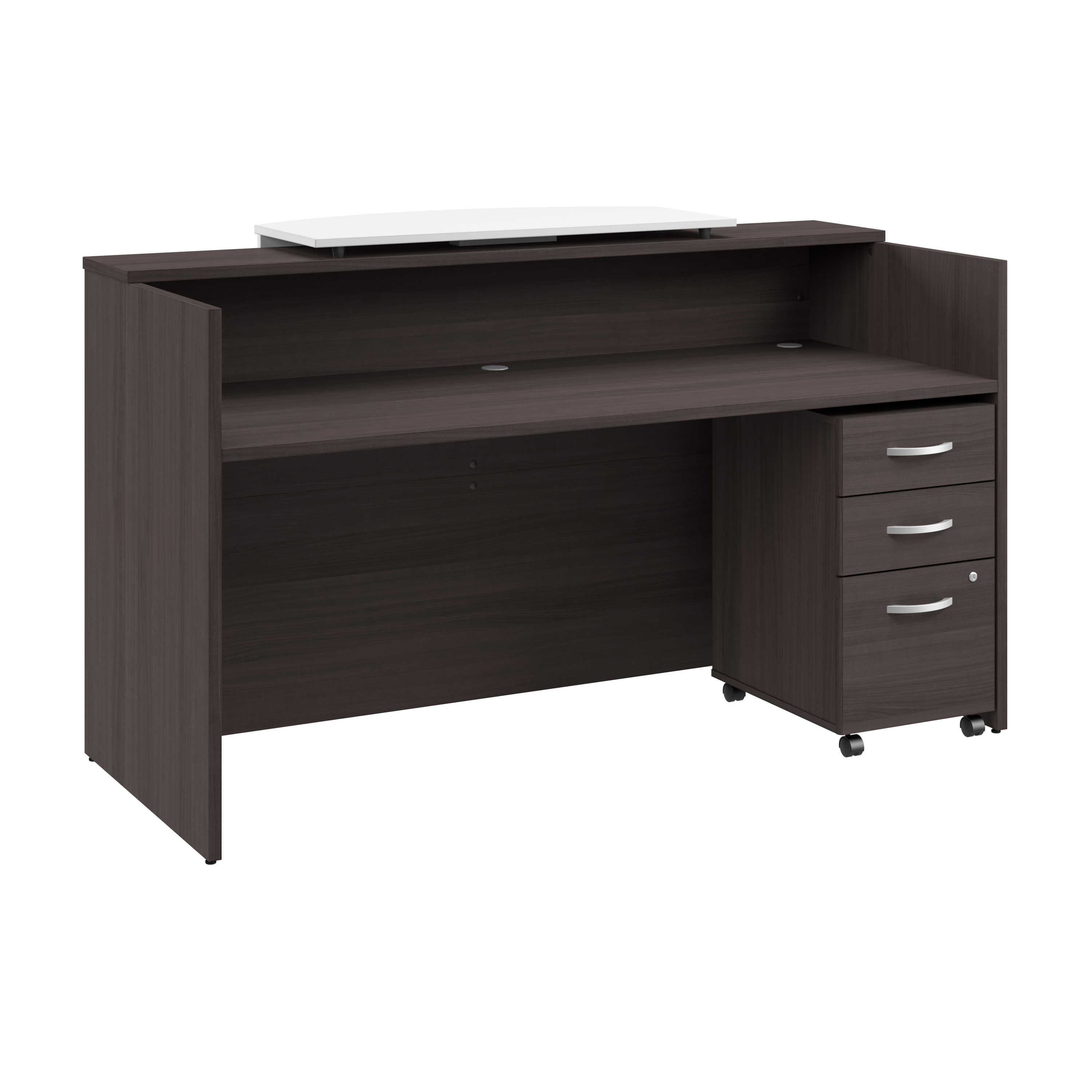 Shop Bush Business Furniture Arrive 72W x 30D Reception Desk with Counter and Mobile File Cabinet 02 ARV008SG #color_storm gray