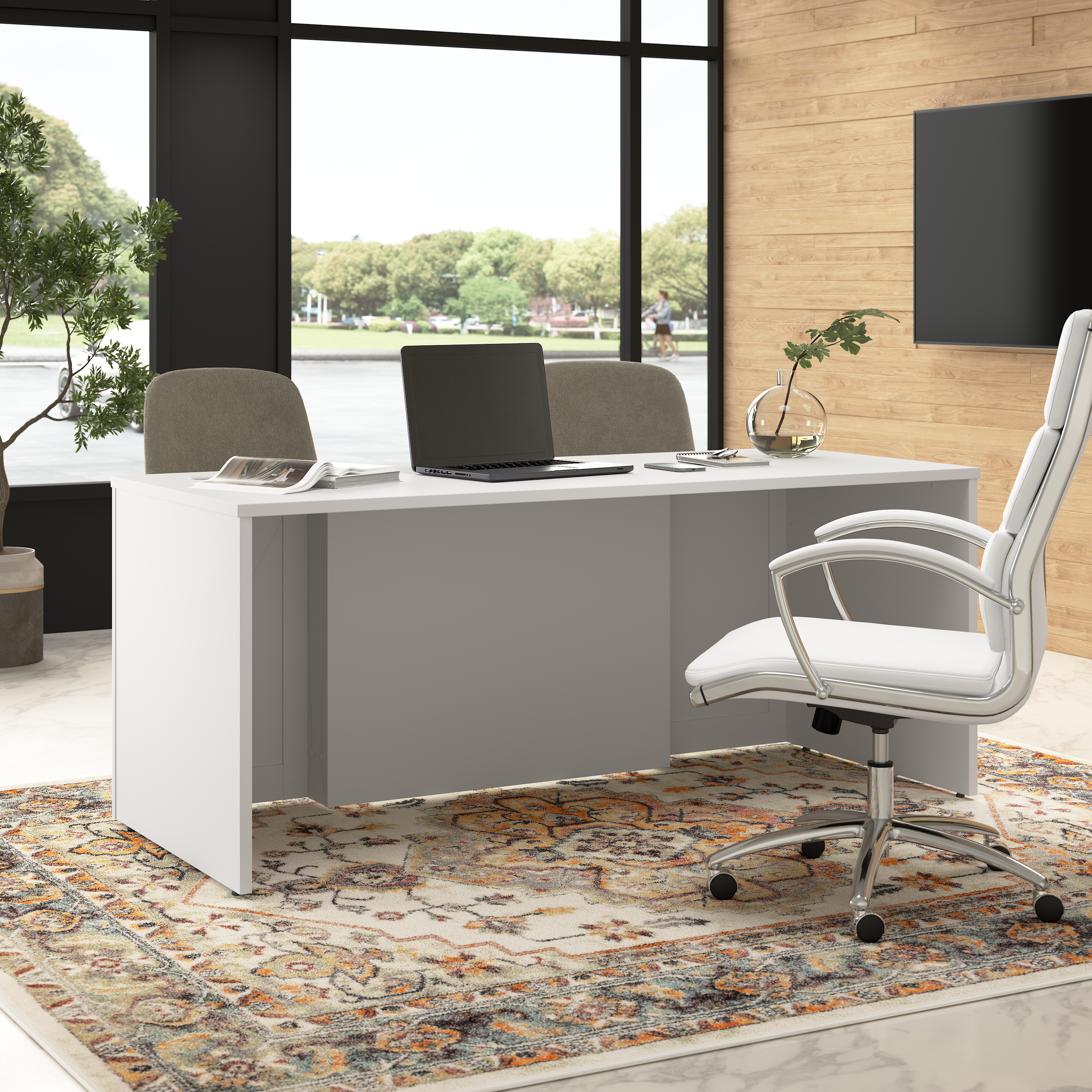 Shop Bush Business Furniture Hampton Heights 72W x 30D Executive Desk 06 HHD172WHK #color_white