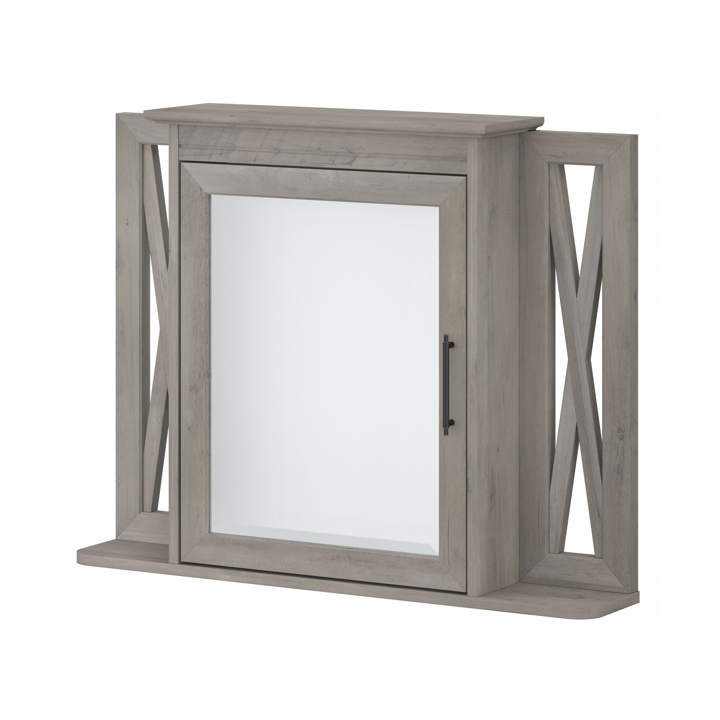Shop Bush Furniture Key West Bathroom Medicine Cabinet with Mirror 02 KWWS132DG-03 #color_driftwood gray