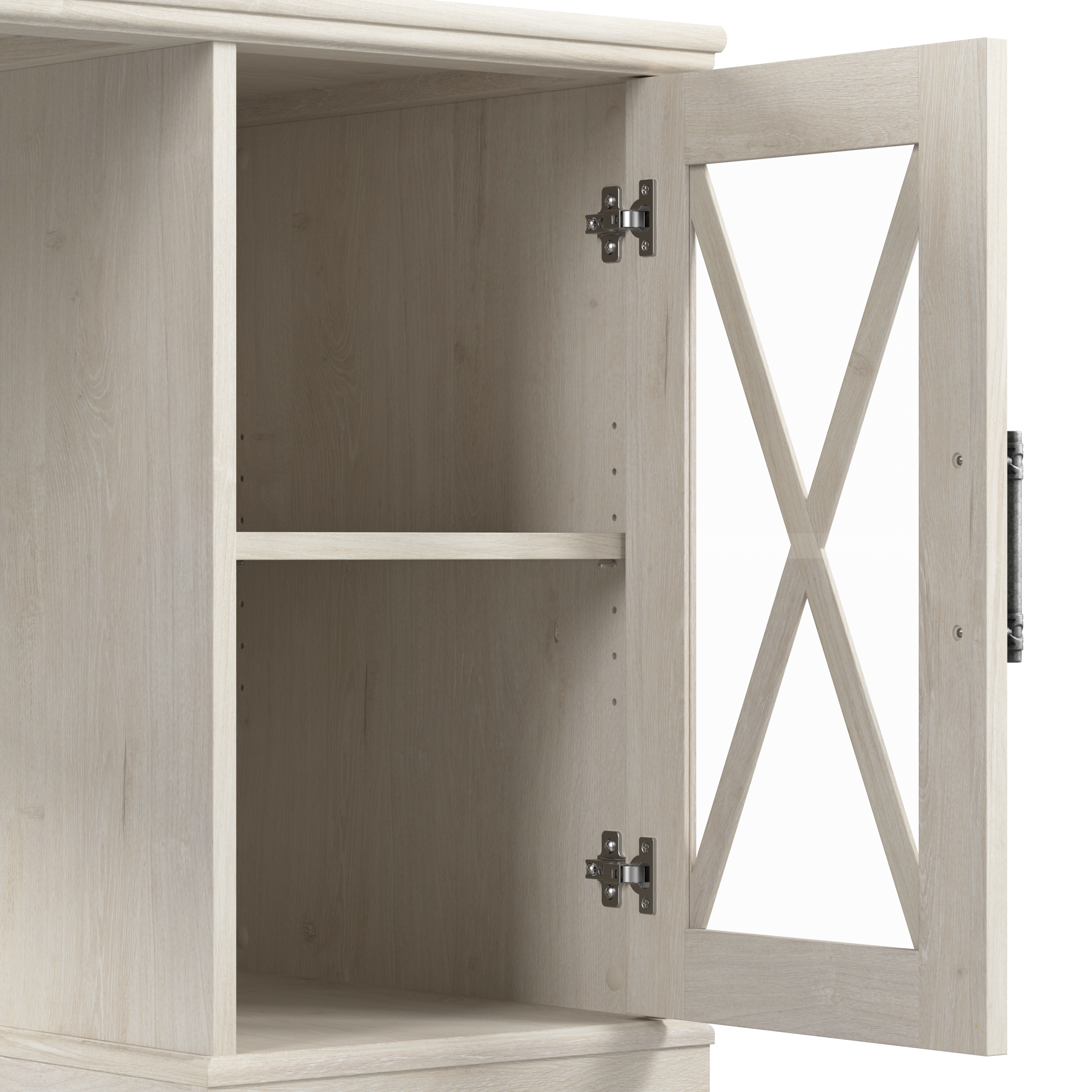 Shop Bush Furniture Lennox Farmhouse 2 Drawer Lateral File Cabinet with Shelves 03 LEF132LW-03 #color_linen white oak