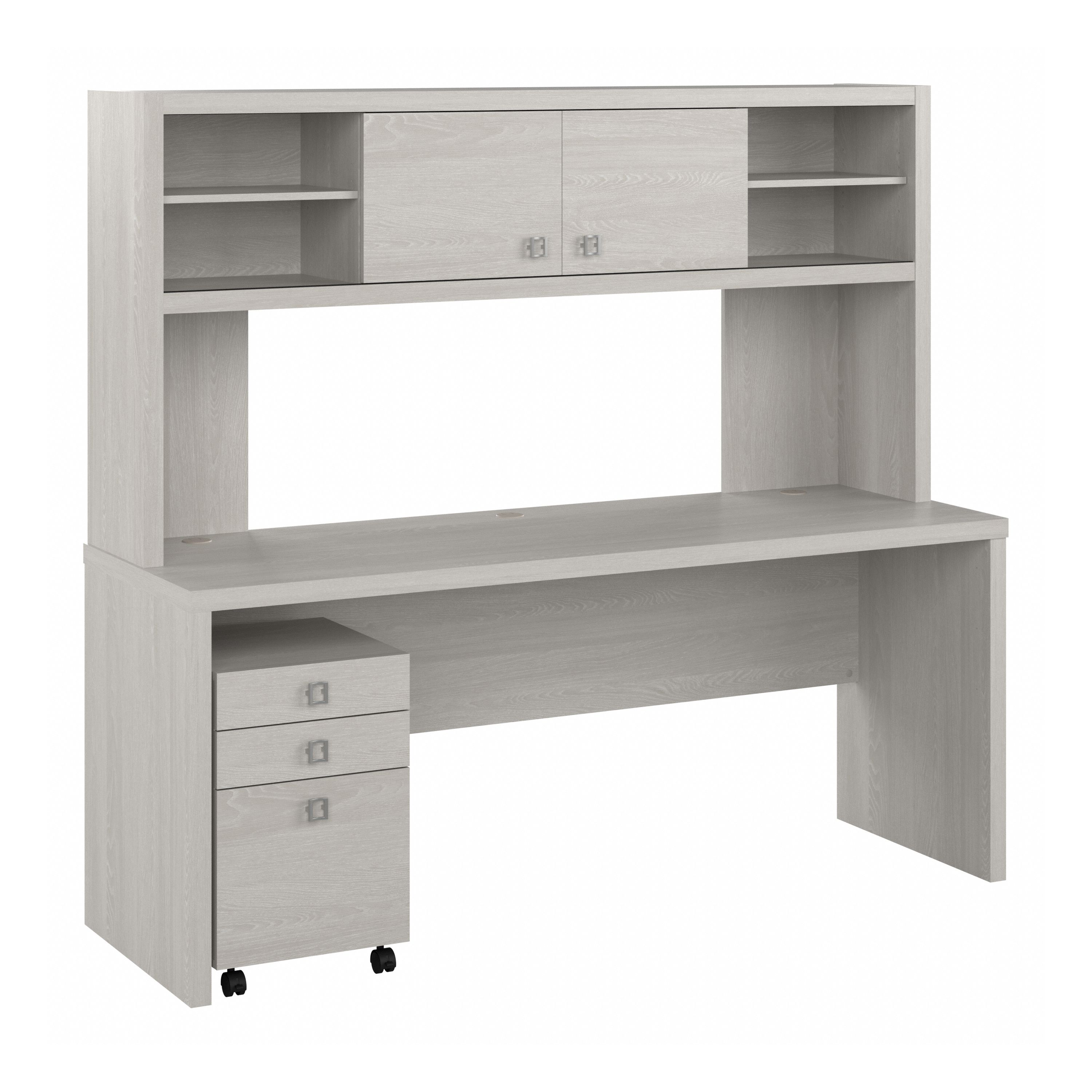 Shop Bush Business Furniture Echo 72W Computer Desk with Hutch and 3 Drawer Mobile File Cabinet 02 ECH048GS #color_gray sand