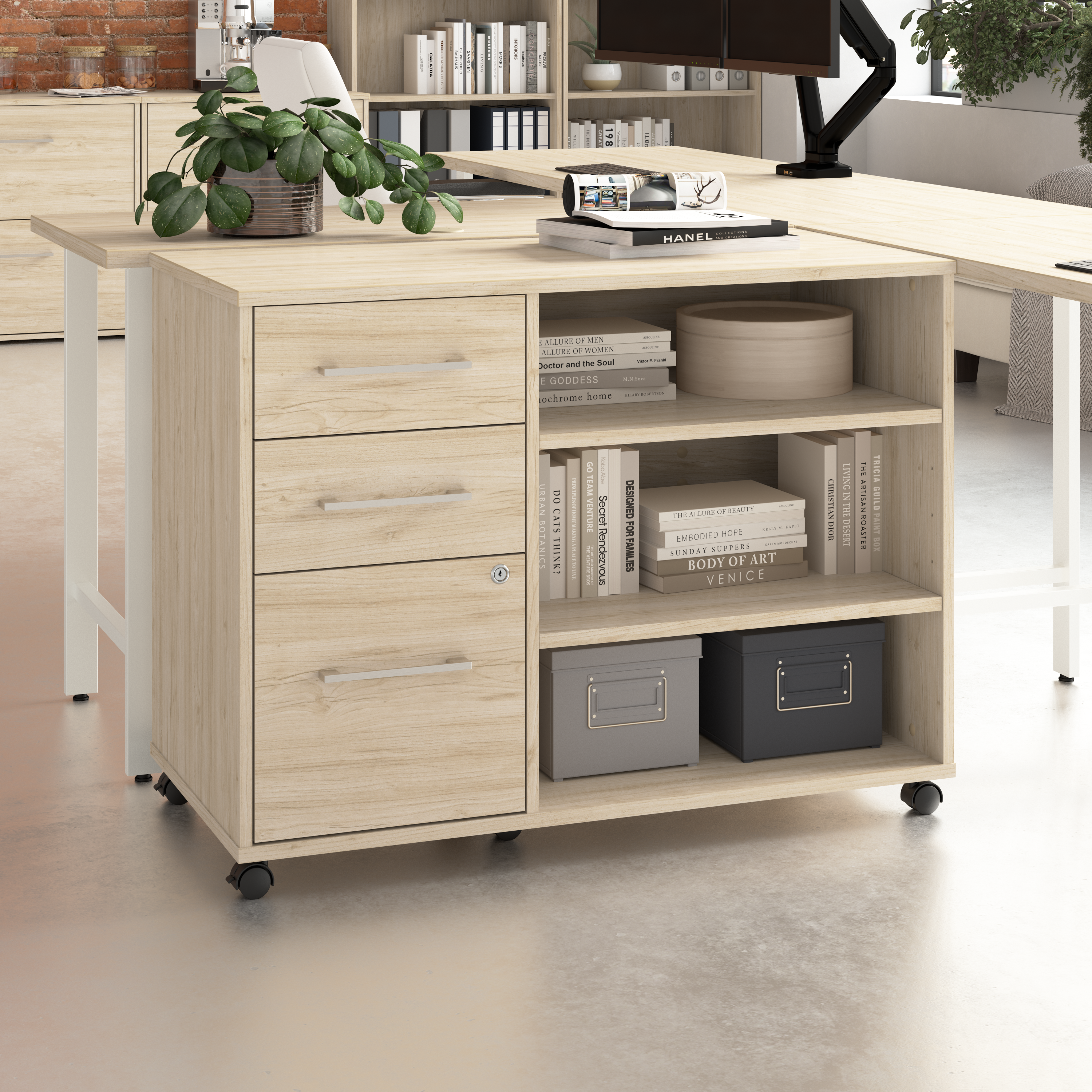 Shop Bush Business Furniture Hustle Office Storage Cabinet with Wheels 01 HUF140NE #color_natural elm