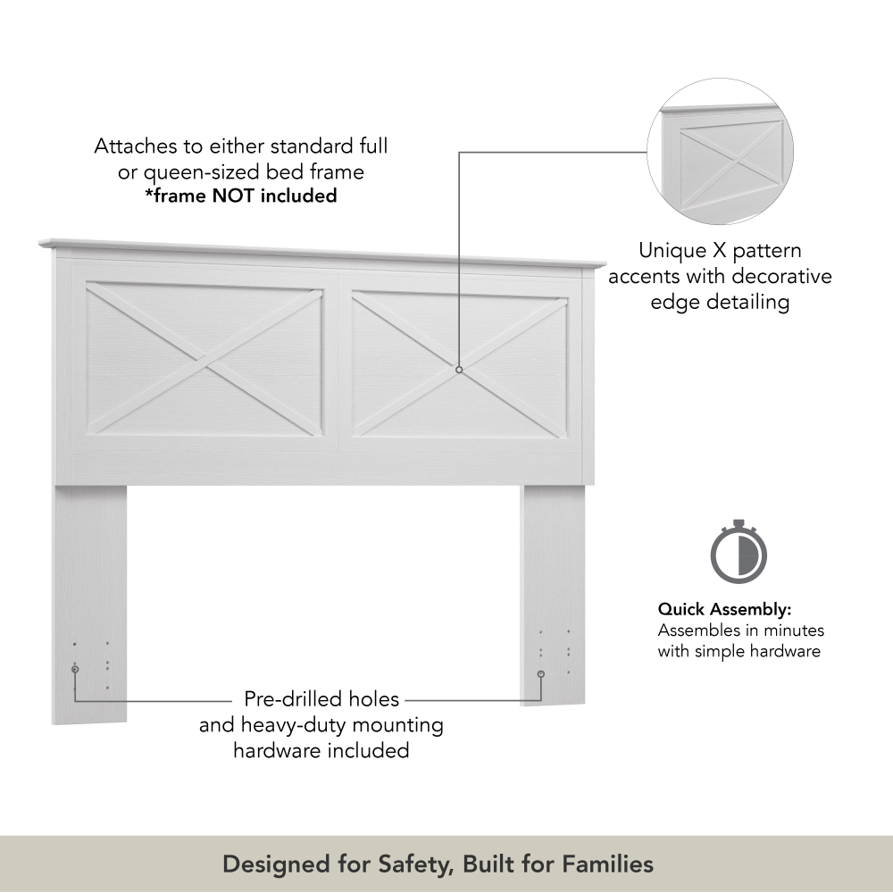 Shop Bush Home Key West 65W Full/Queen Headboard, Image 06, KWQ165WT-03, #color_pure white oak