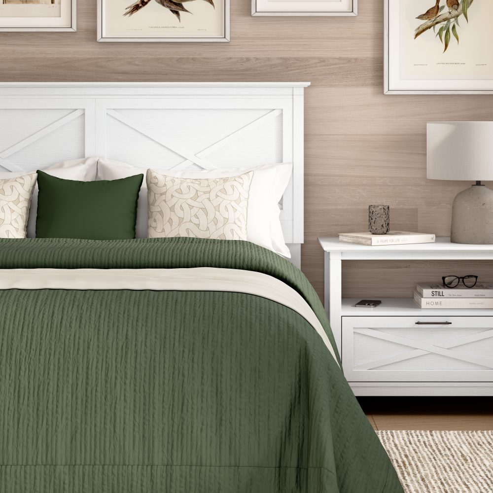 Shop Bush Home Key West 65W Full/Queen Headboard, Image 04, KWQ165WT-03, #color_pure white oak