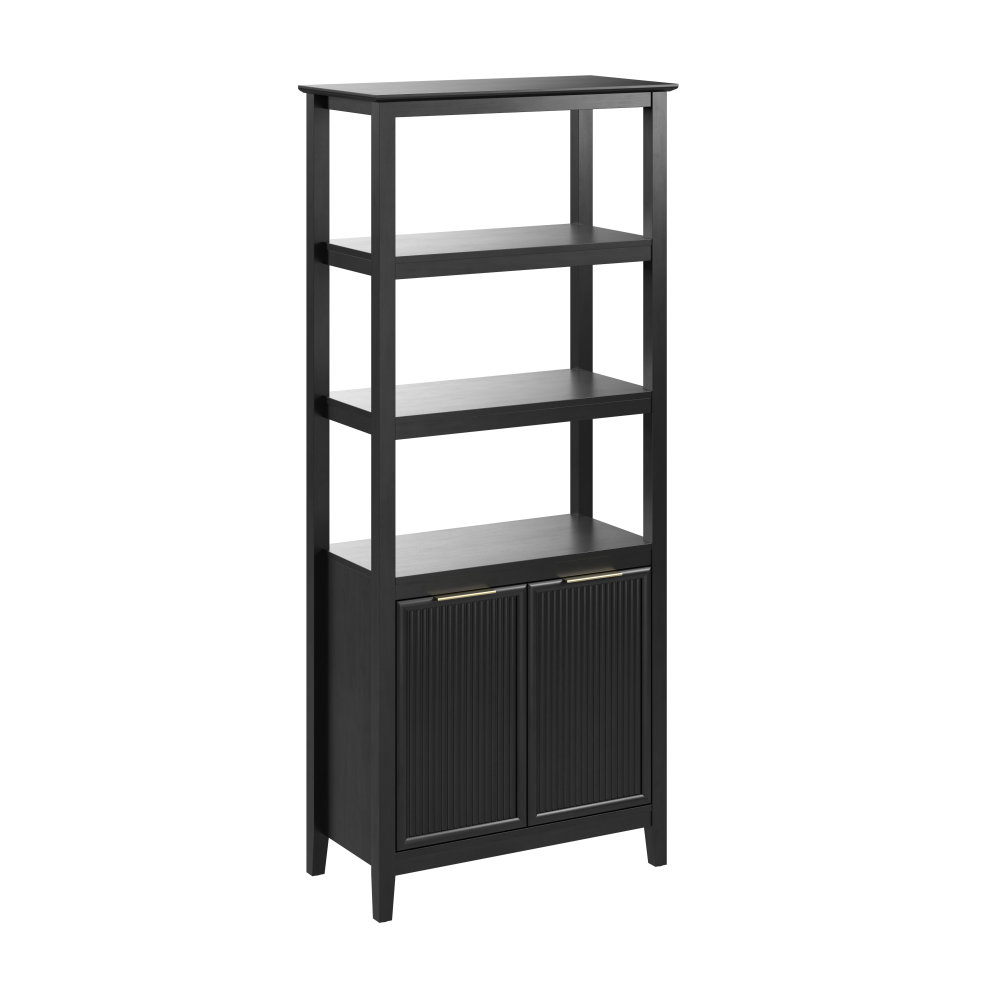 Shop Bush Home Camille Fluted 5 Shelf Bookcase with Doors, Image 01, CMB132OB-03, #color_onyx birch