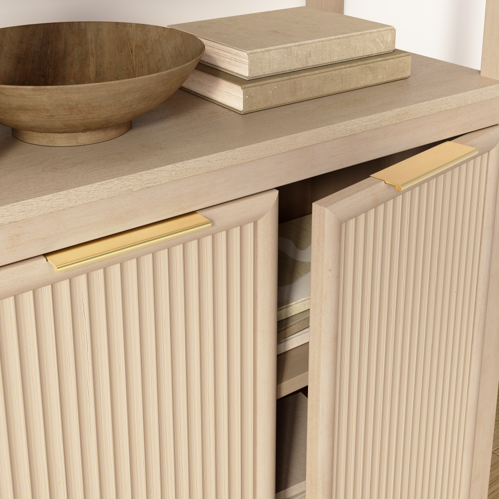 Shop Bush Home Camille Fluted 5 Shelf Bookcase with Doors, Image 05, CMB132NB-03, #color_natural birch