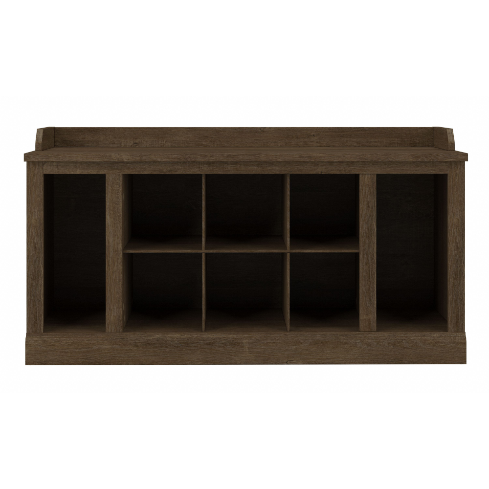Shop Bush Furniture Woodland 40W Shoe Storage Bench with Shelves, Image 03, WDS240ABR-03, #color_ash brown