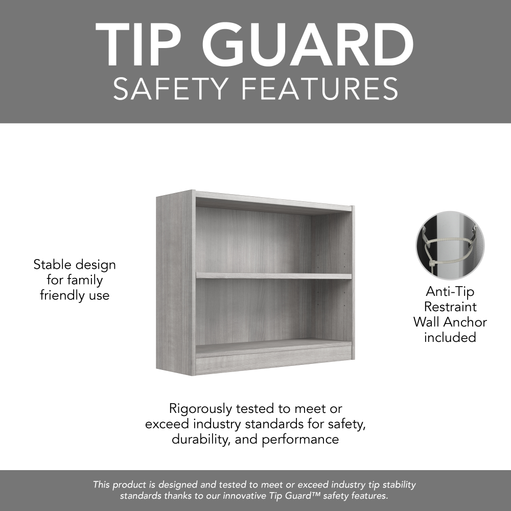 Shop Bush Furniture Universal Small 2 Shelf Bookcase, Image 07, WL12456, #color_platinum gray