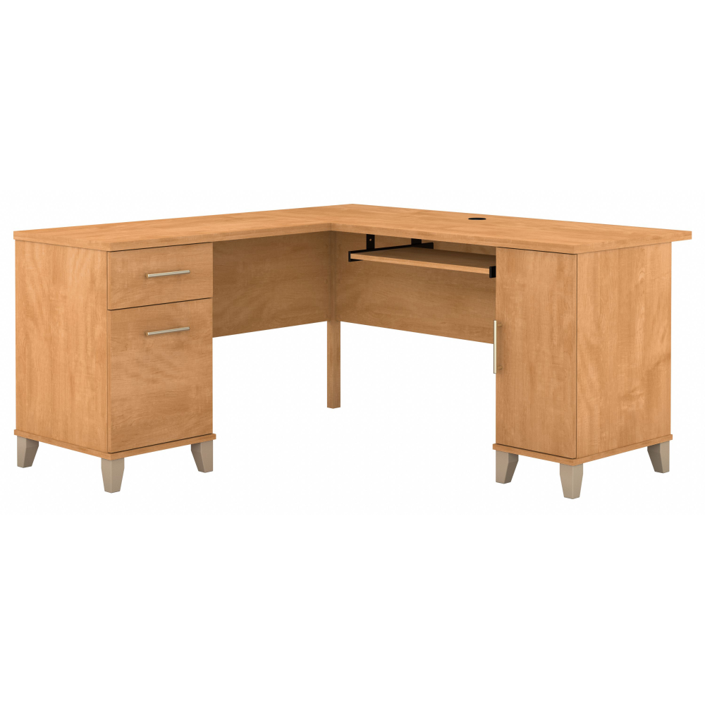 Shop Bush Furniture Somerset 60W L Shaped Desk with Storage, Image 01, WC81430K, #color_maple cross
