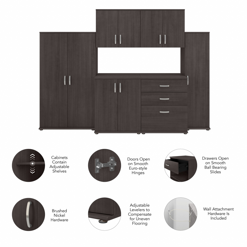 Shop Bush Business Furniture Universal 6 Piece Modular Laundry Room Storage Set with Floor and Wall Cabinets, Image 03, LNS002SG, #color_storm gray