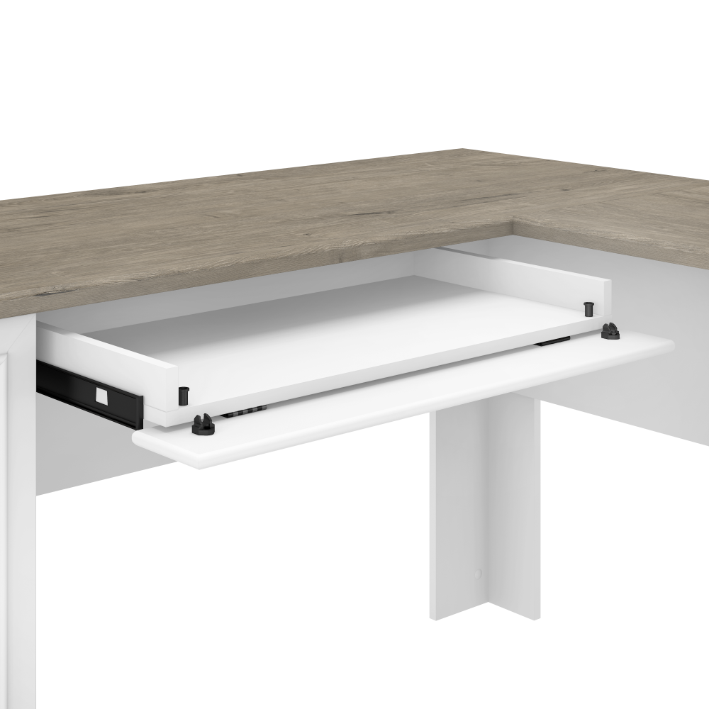 Shop Bush Furniture Fairview 60W L Shaped Desk with Hutch, Image 04, FV004G2W, #color_shiplap gray/pure white