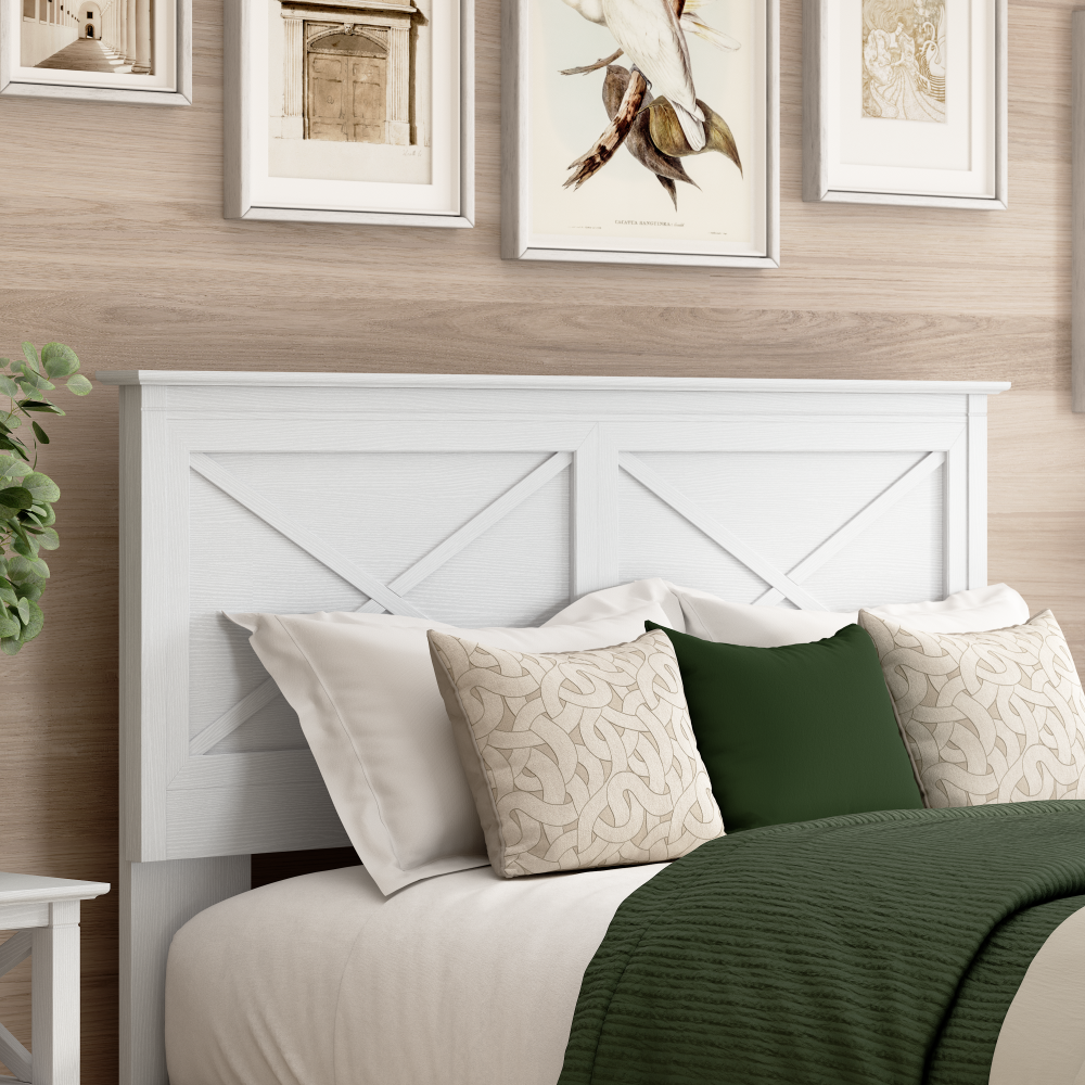 Shop Bush Home Key West 65W Full/Queen Headboard, Image 02, KWQ165WT-03, #color_pure white oak