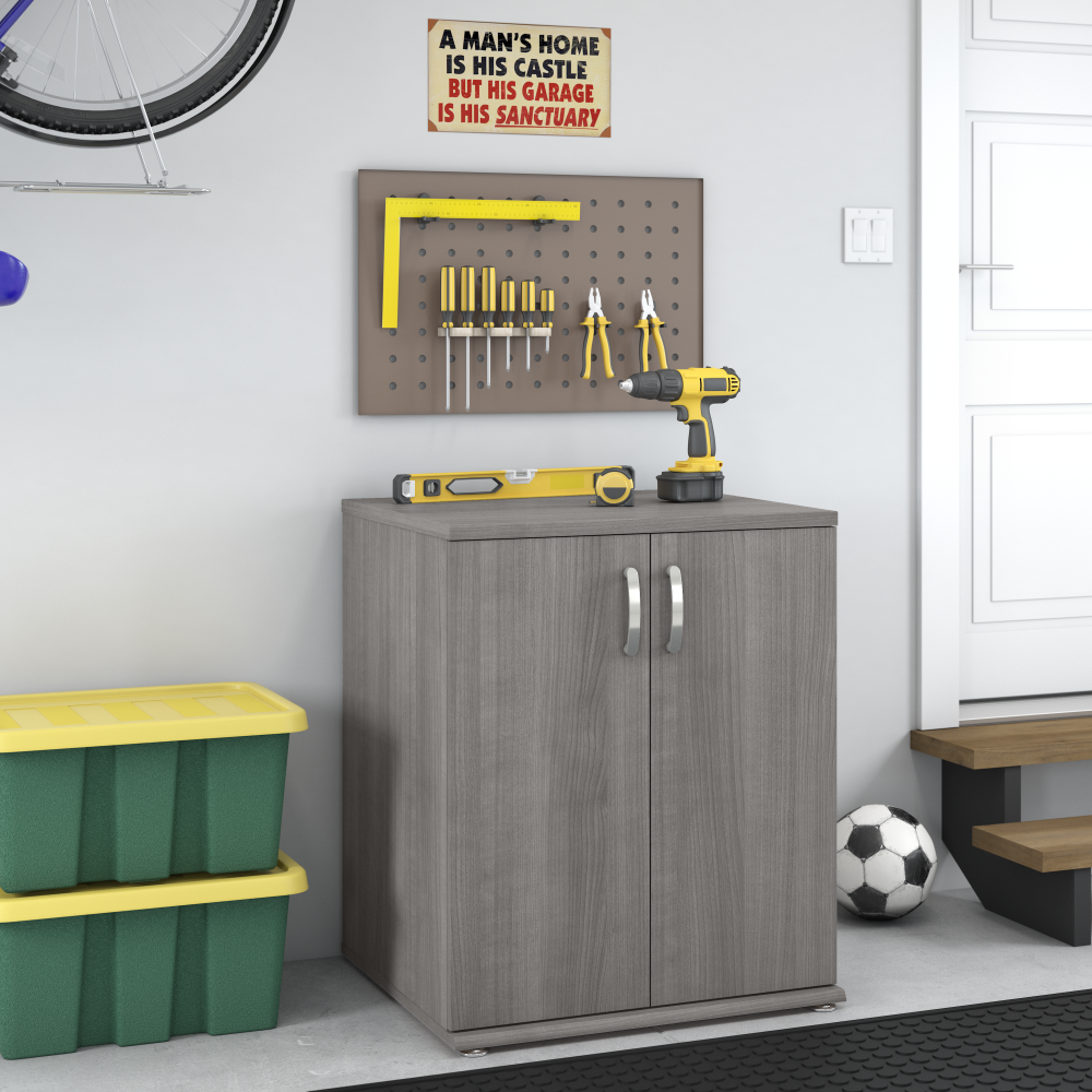 Shop Bush Business Furniture Universal Garage Storage Cabinet with Doors and Shelves, Image 02, GAS128PG-Z, #color_platinum gray