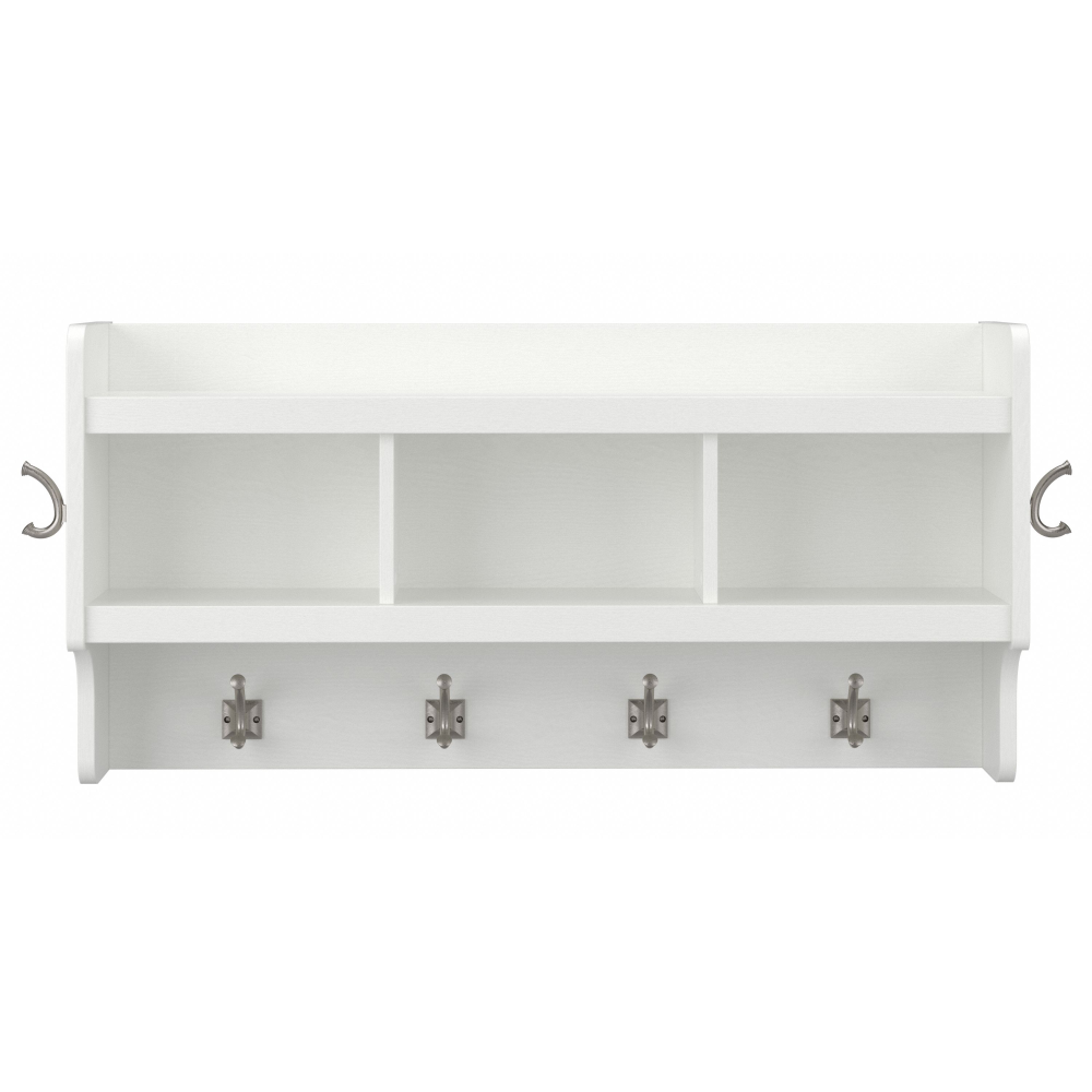 Shop Bush Furniture Woodland 40W Wall Mounted Coat Rack with Shelf, Image 03, WDH340WAS-03, #color_white ash