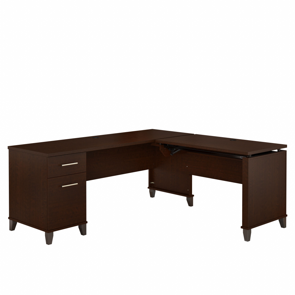 Shop Bush Furniture Somerset 72W 3 Position Sit to Stand L Shaped Desk, Image 03, SET014MR, #color_mocha cherry