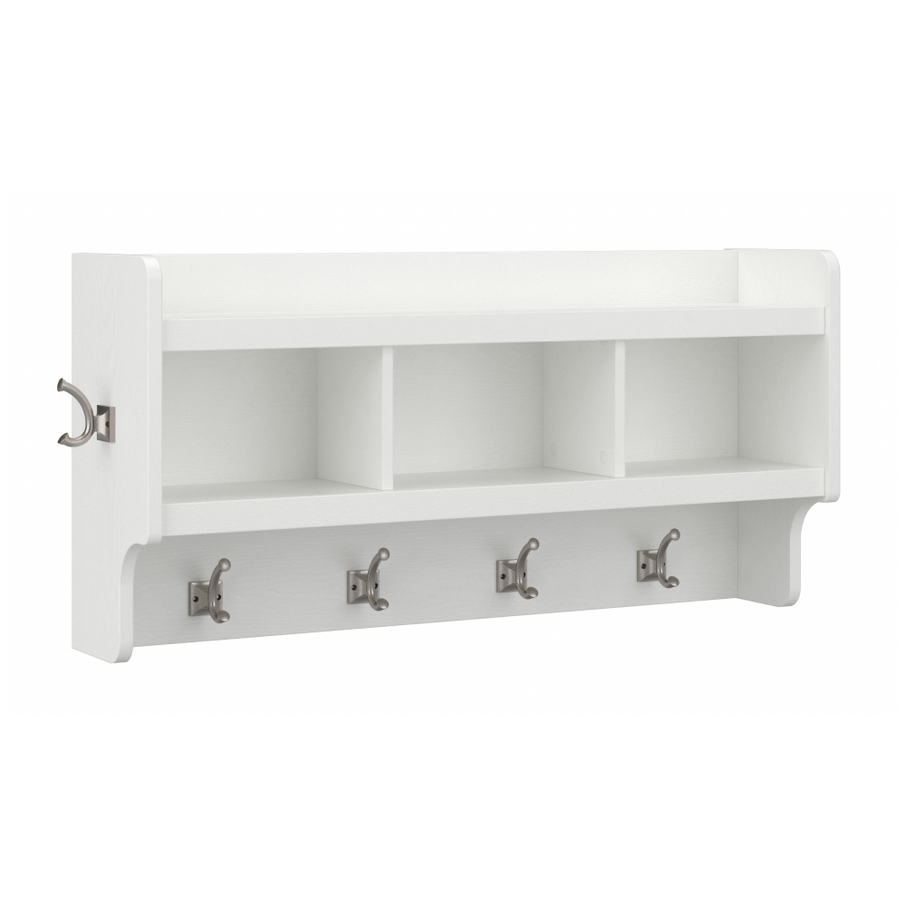 Shop Bush Furniture Woodland 40W Wall Mounted Coat Rack with Shelf, Image 01, WDH340WAS-03, #color_white ash