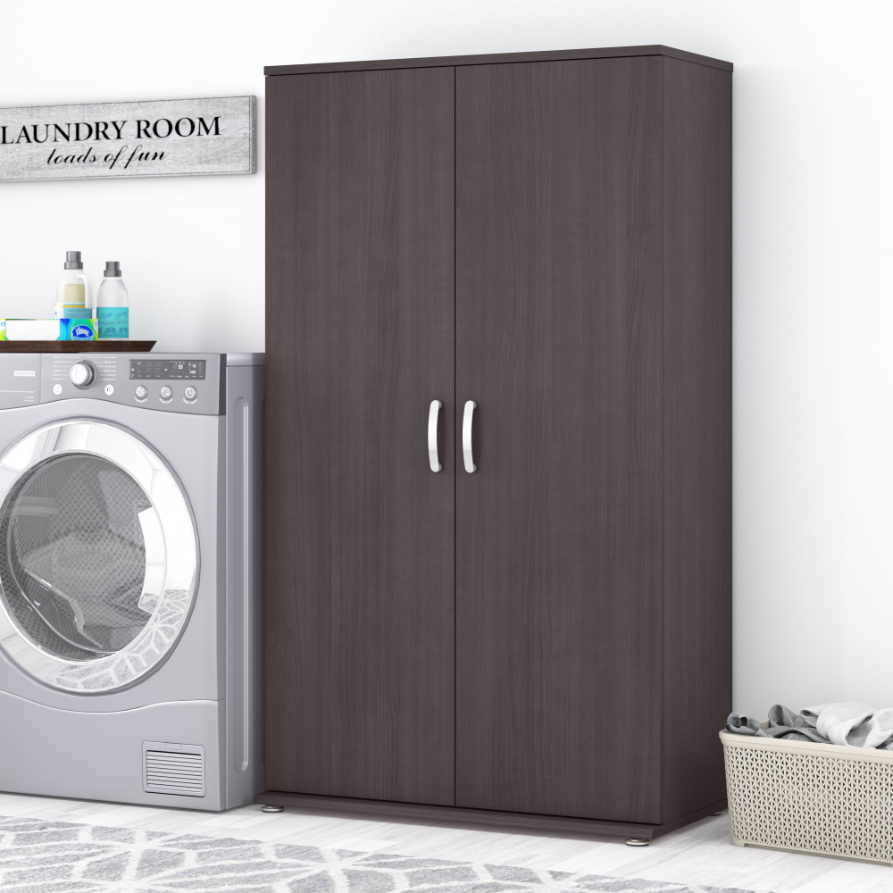 Shop Bush Business Furniture Universal Tall Linen Cabinet with Doors and Shelves, Image 02, LNS136SG-Z, #color_storm gray