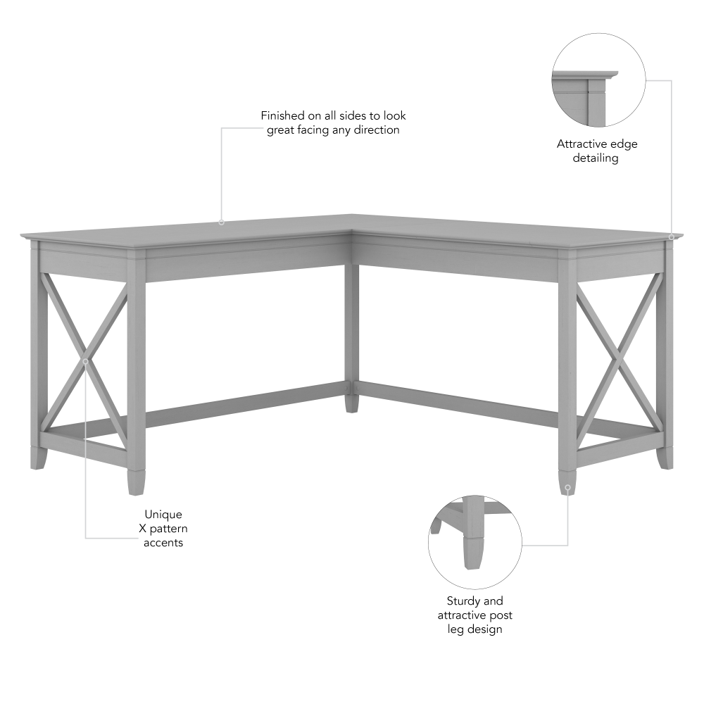 Shop Bush Furniture Key West 60W L Shaped Desk, Image 06, KWD160CG-03, #color_cape cod gray