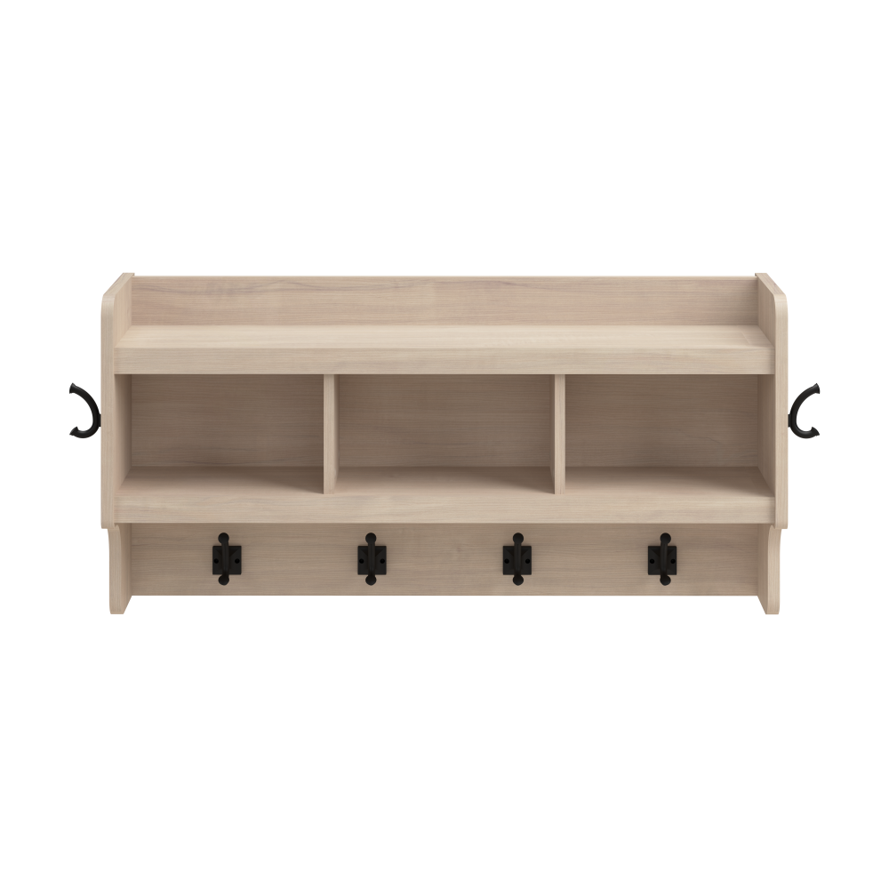 Shop Bush Furniture Woodland 40W Wall Mounted Coat Rack with Shelf, Image 03, WDH340WM-03, #color_white washed maple