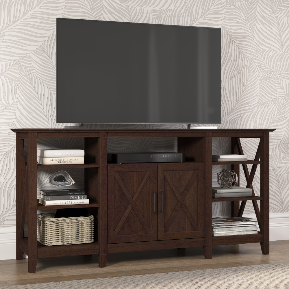 Shop Bush Furniture Key West Tall TV Stand for 65 Inch TV, Image 02, KWV160BC-03, #color_bing cherry