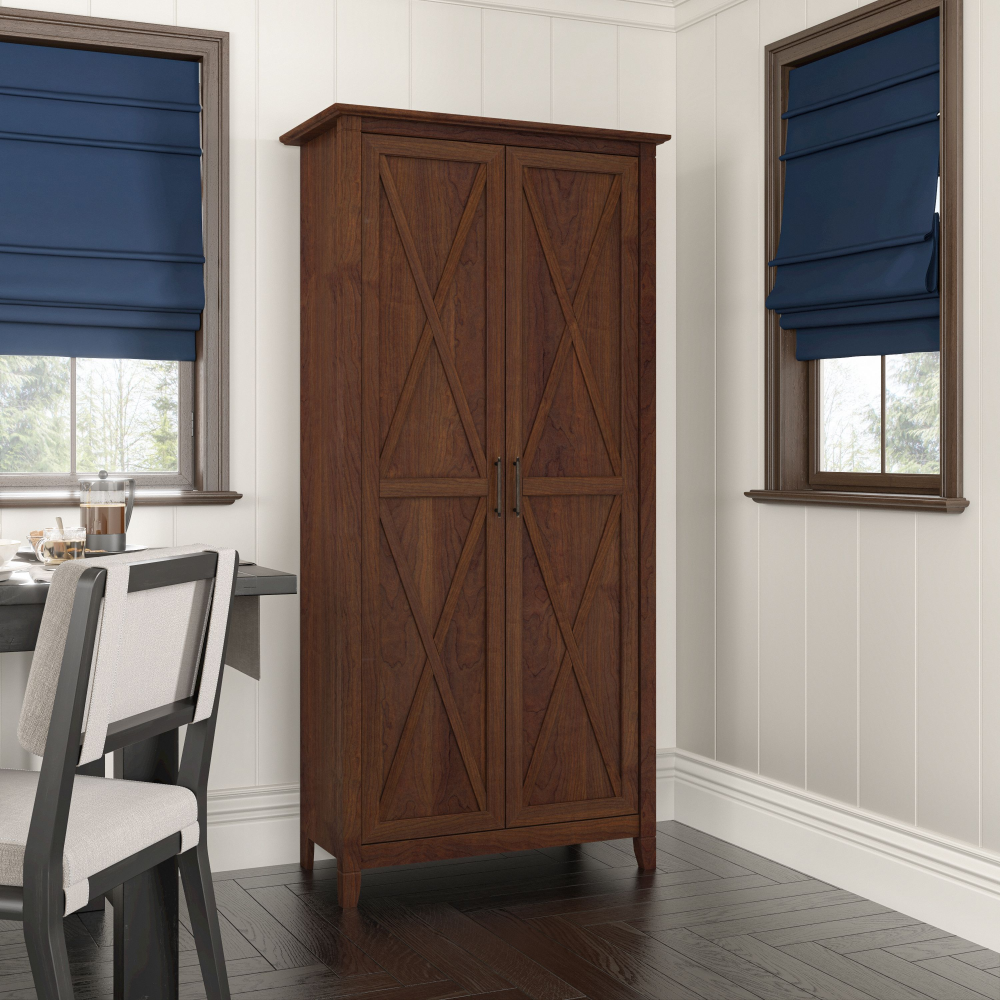 Shop Bush Furniture Key West Kitchen Pantry Cabinet, Image 02, KWS266BC-Z, #color_bing cherry