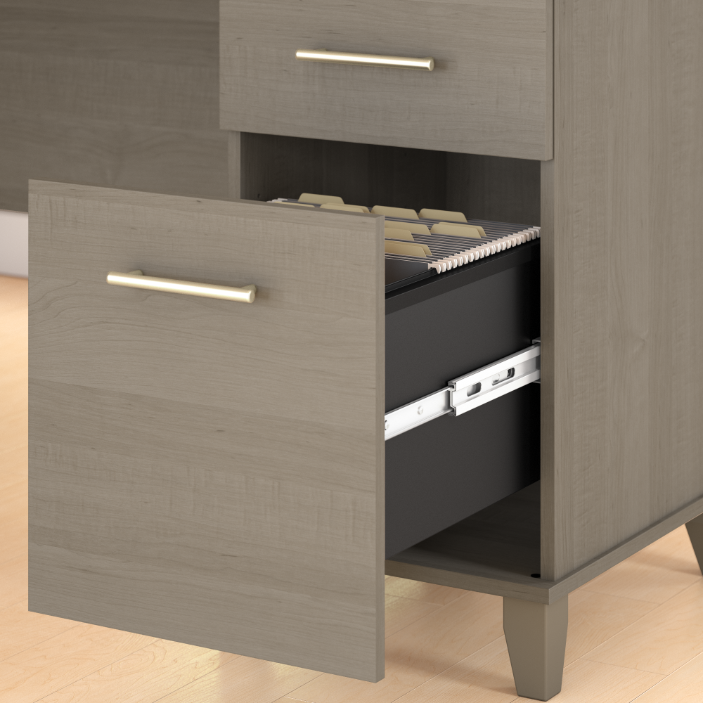 Shop Bush Furniture Somerset 60W L Shaped Desk with Storage, Image 04, WC81630K, #color_ash gray