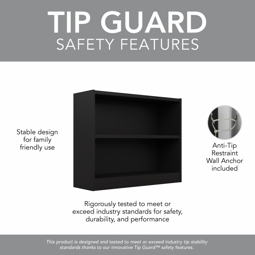 Shop Bush Furniture Universal Small 2 Shelf Bookcase, Image 07, WL12438, #color_black