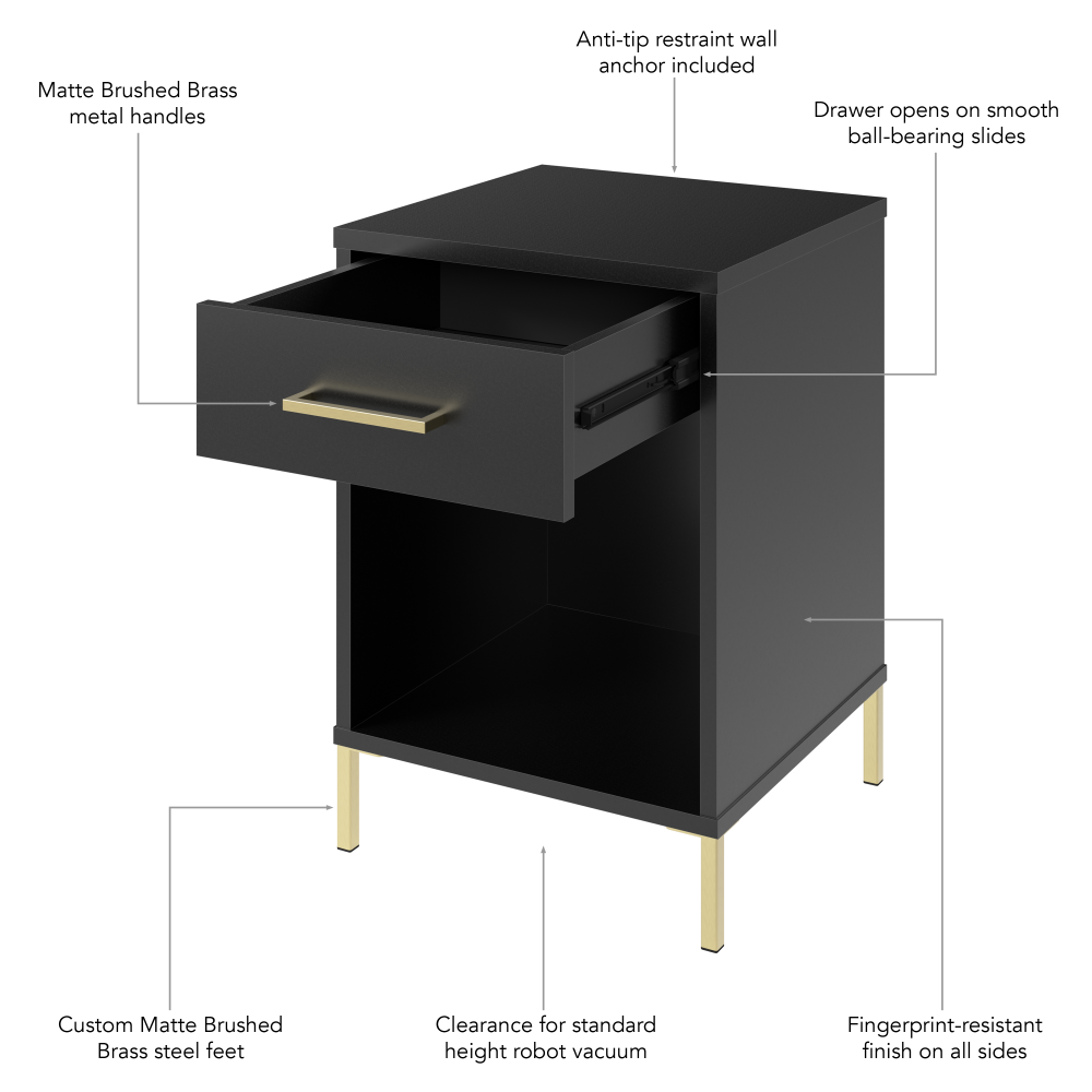 Shop Bush Furniture Soho Nightstand, Image 06, SHT116BL-Z1, #color_black stipple