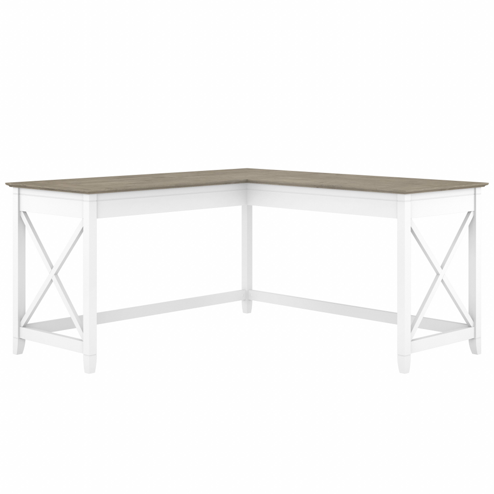 Shop Bush Furniture Key West 60W L Shaped Desk, Image 01, KWD160G2W-03, #color_shiplap gray/pure white