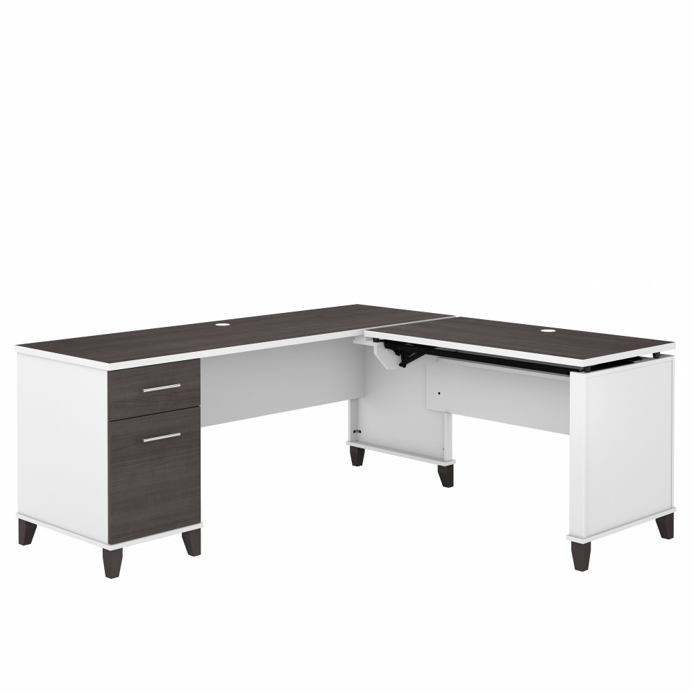 Shop Bush Furniture Somerset 72W 3 Position Sit to Stand L Shaped Desk, Image 03, SET014SGWH, #color_storm gray/white