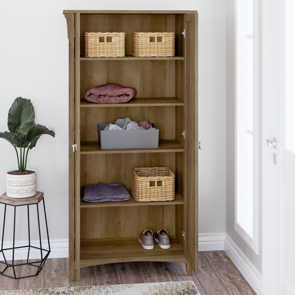 Shop Bush Furniture Salinas Tall Storage Cabinet with Doors, Image 04, SAS332RCP-03, #color_reclaimed pine