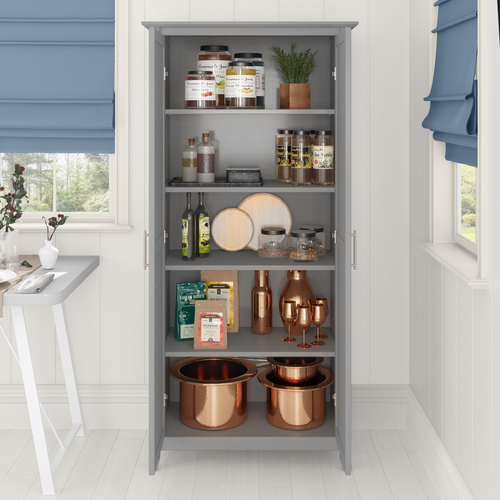 Shop Bush Furniture Key West Kitchen Pantry Cabinet, Image 04, KWS266CG-Z, #color_cape cod gray