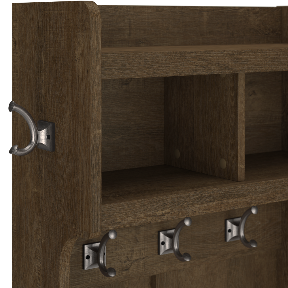 Shop Bush Furniture Woodland 40W Wall Mounted Coat Rack with Shelf, Image 05, WDH340ABR-03, #color_ash brown