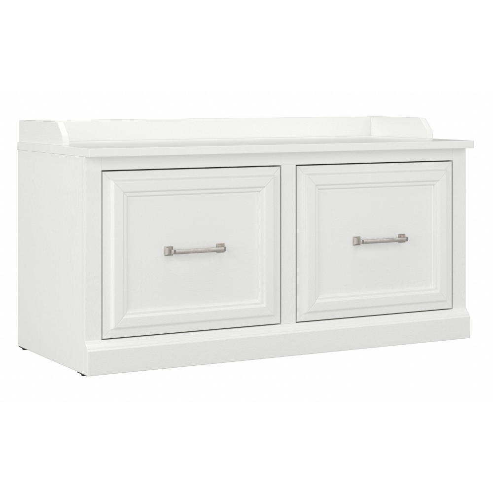 Shop Bush Furniture Woodland 40W Shoe Storage Bench with Doors, Image 01, WDS140WAS-03, #color_white ash