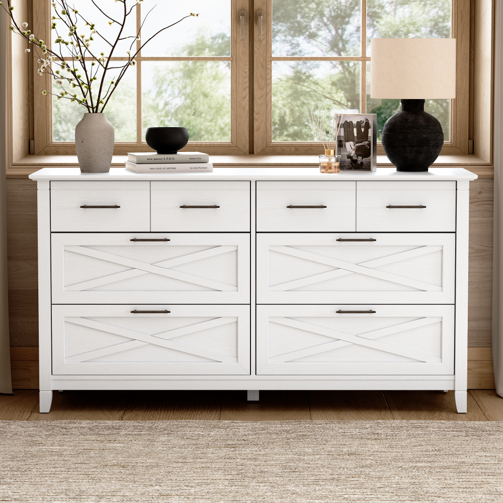 Shop Bush Home Key West 6 Drawer Dresser, Image 02, KWS158WT-03, #color_pure white oak