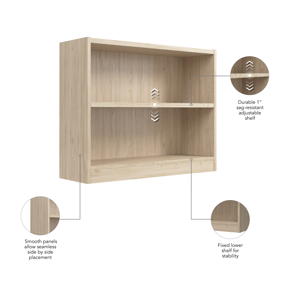 Shop Bush Furniture Universal Small 2 Shelf Bookcase, Image 06, WL12478, #color_natural elm