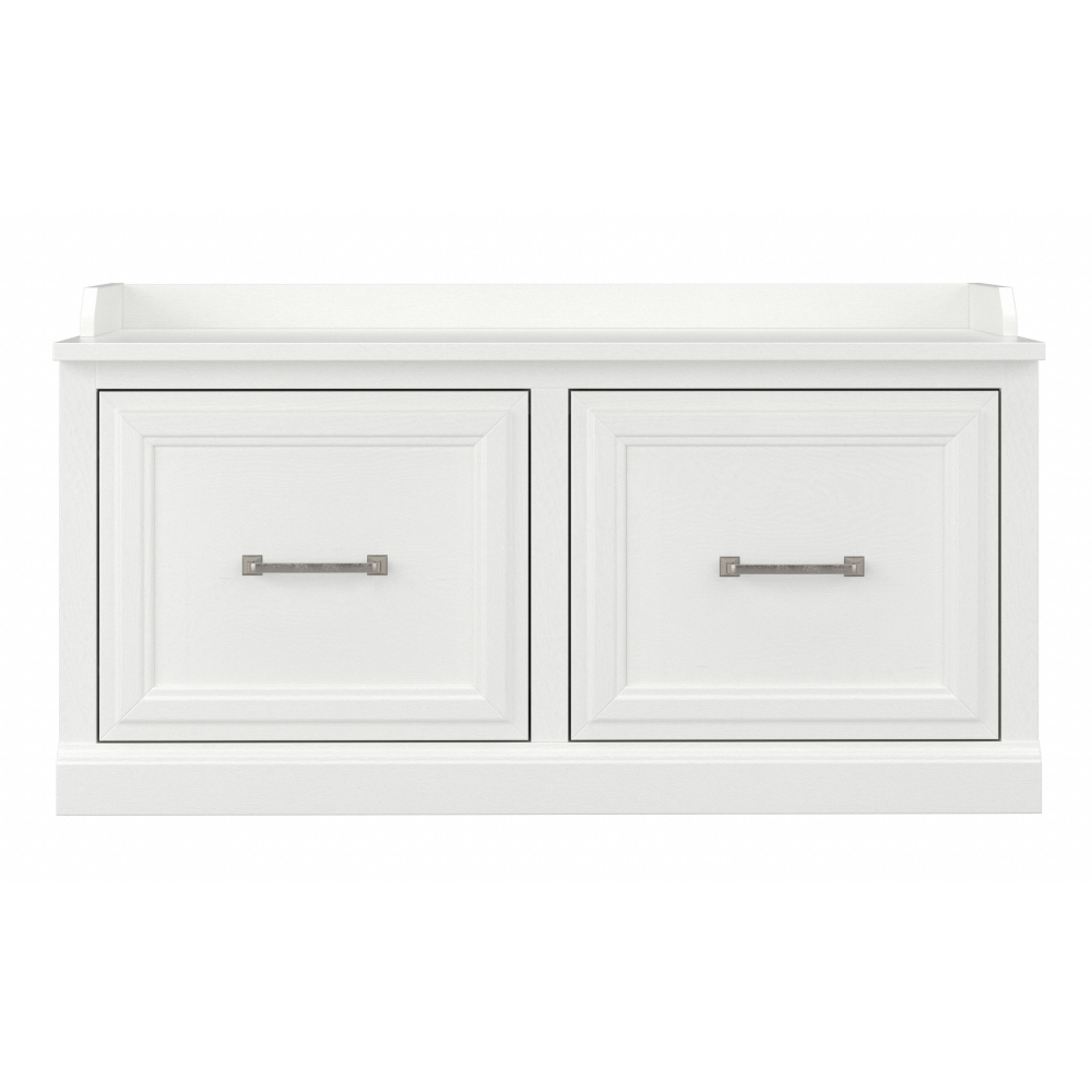 Shop Bush Furniture Woodland 40W Shoe Storage Bench with Doors, Image 03, WDS140WAS-03, #color_white ash