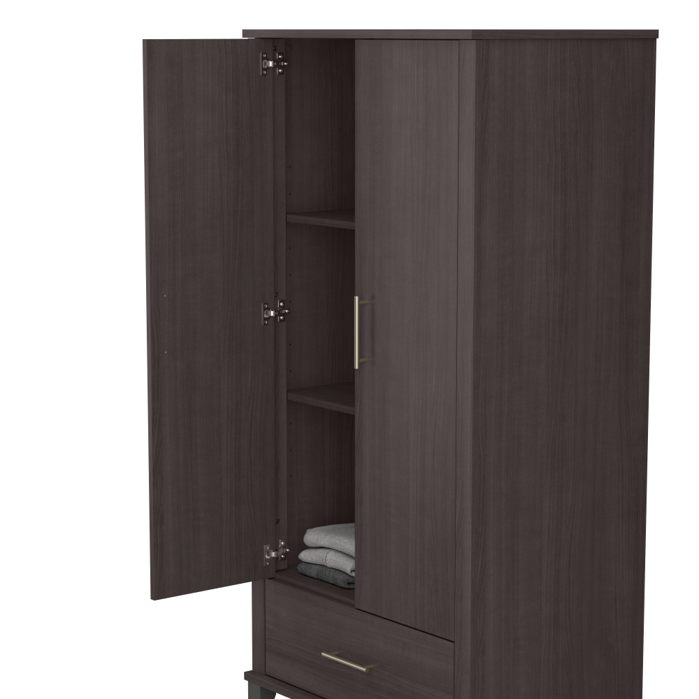 Shop Bush Furniture Somerset Tall Storage Cabinet with Doors and Drawer, Image 06, STS166SGK-Z2, #color_storm gray