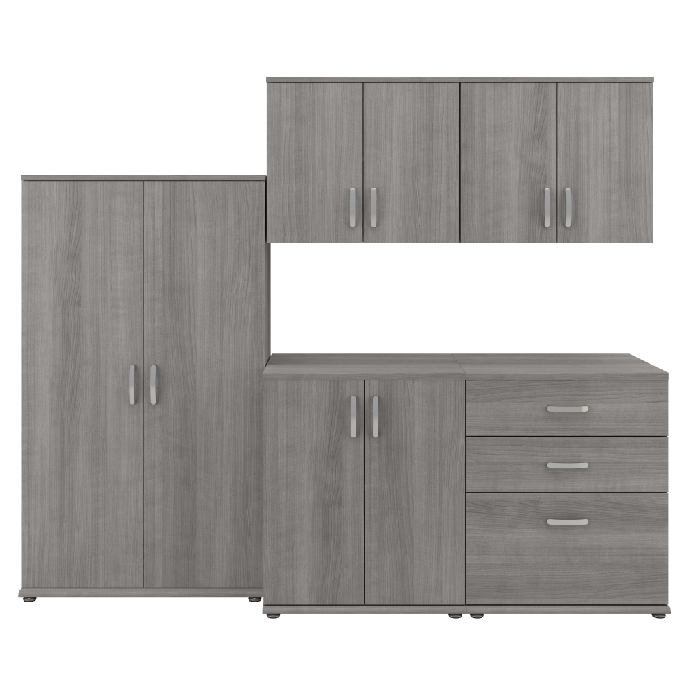 Shop Bush Business Furniture Universal 5 Piece Modular Closet Storage Set with Floor and Wall Cabinets, Image 01, CLS003PG, #color_platinum gray