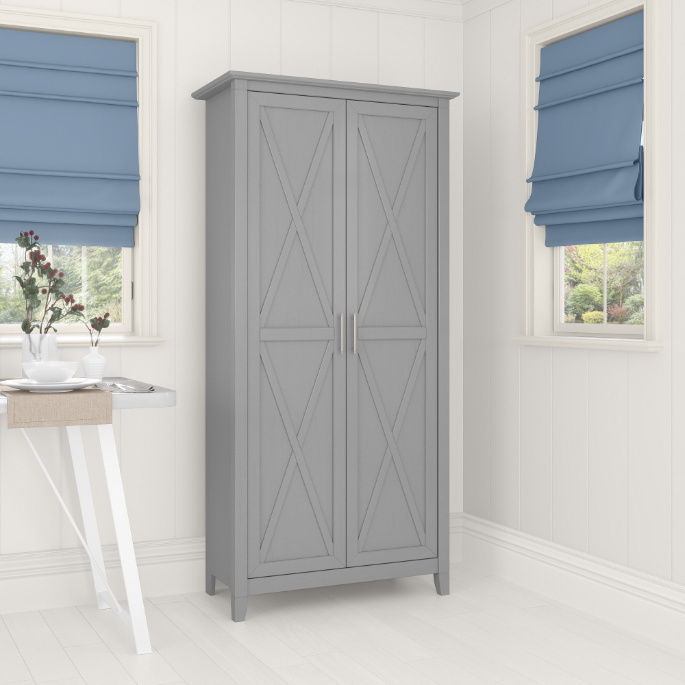Shop Bush Furniture Key West Kitchen Pantry Cabinet, Image 02, KWS266CG-Z, #color_cape cod gray
