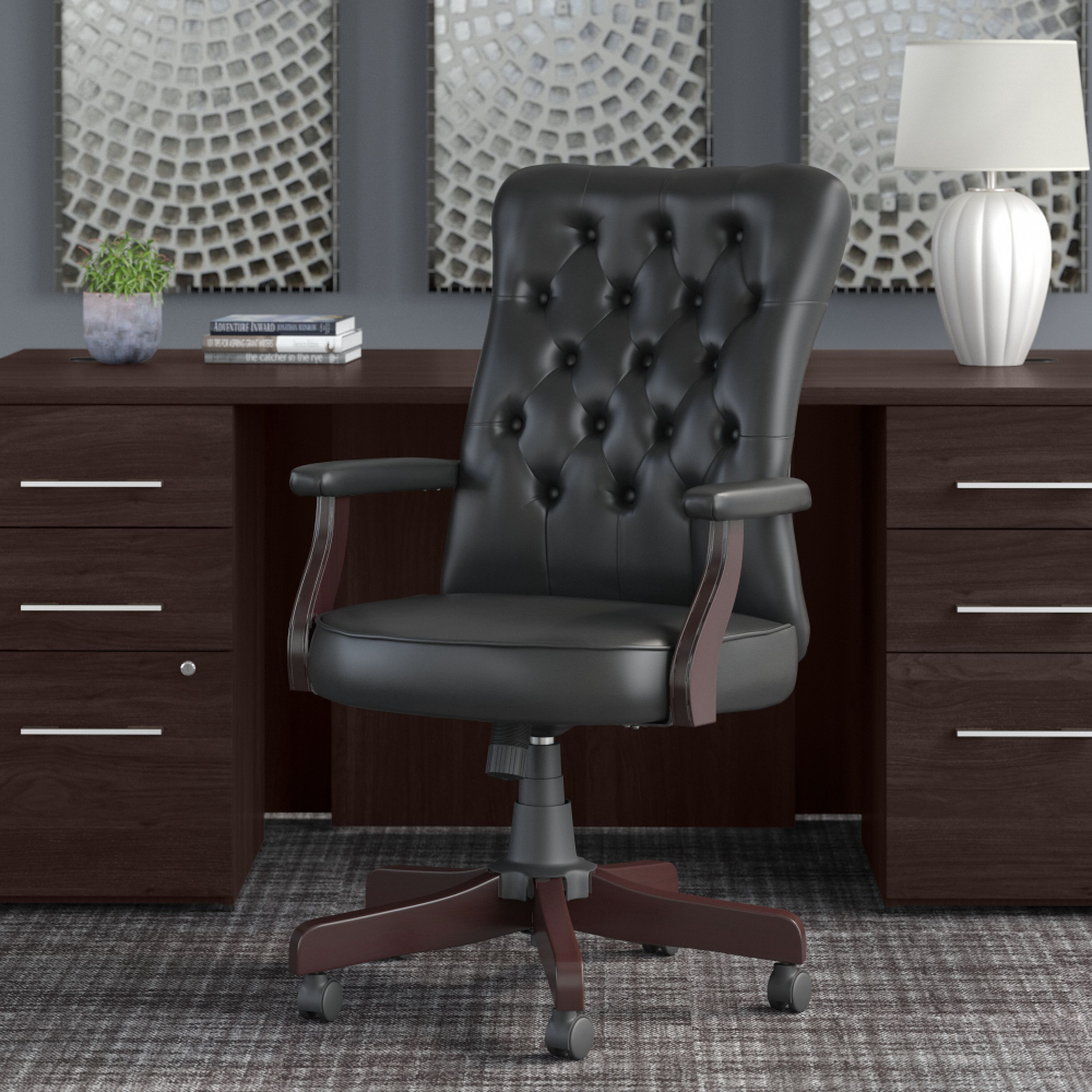 Shop Bush Business Furniture Arden Lane High Back Tufted Office Chair with Arms, Image 02, CH2303BLL-03, #color_black leather