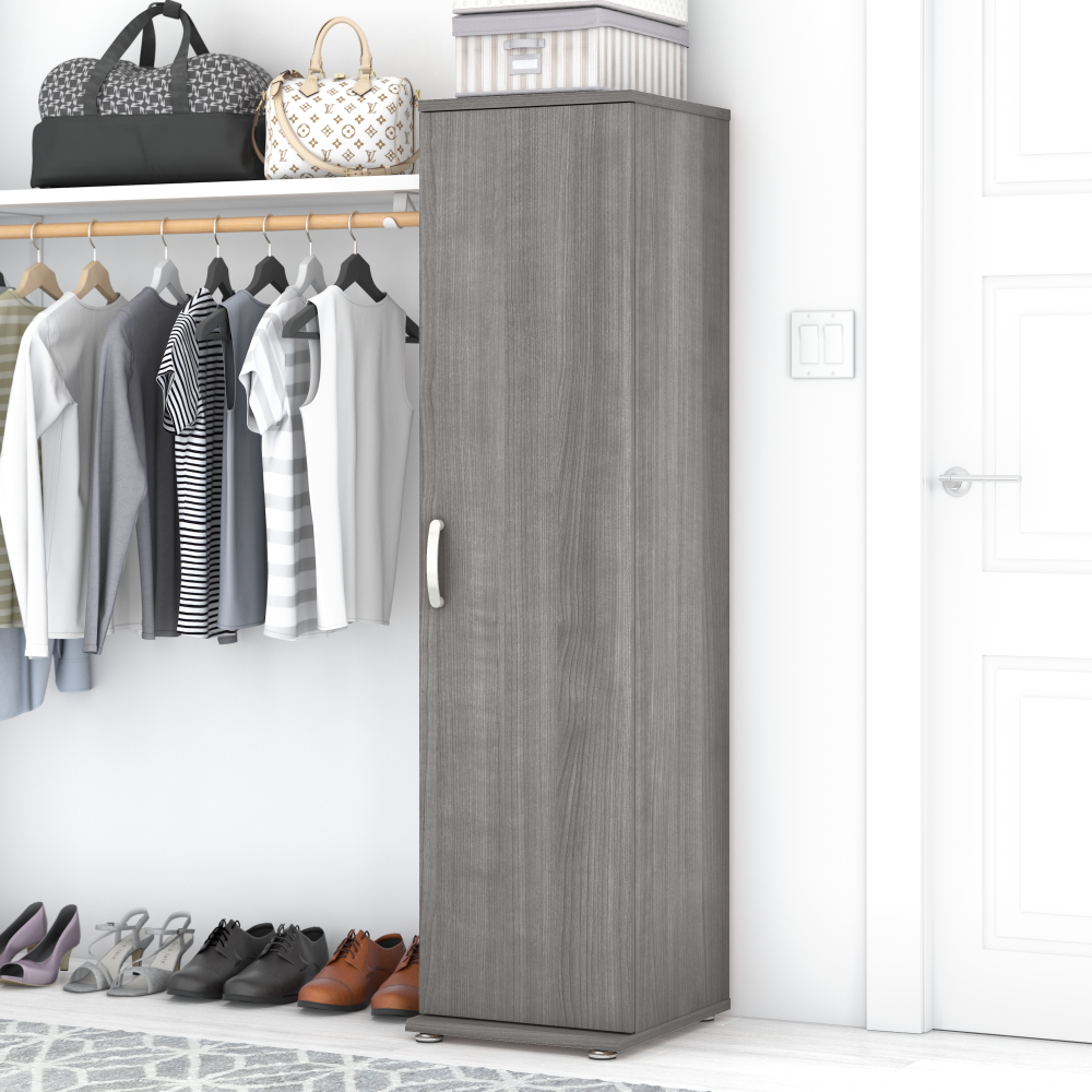 Shop Bush Business Furniture Universal Narrow Clothing Storage Cabinet with Door and Shelves, Image 02, CLS116PG-Z, #color_platinum gray