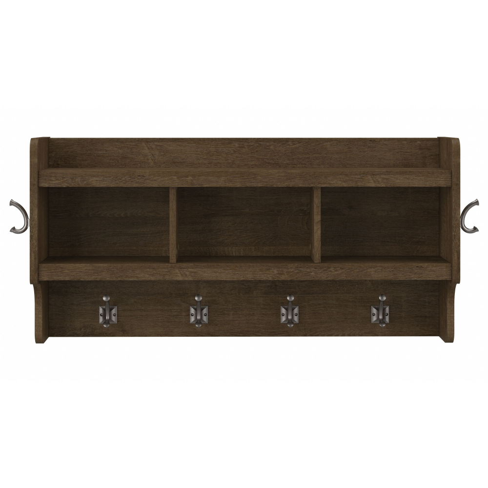 Shop Bush Furniture Woodland 40W Wall Mounted Coat Rack with Shelf, Image 03, WDH340ABR-03, #color_ash brown