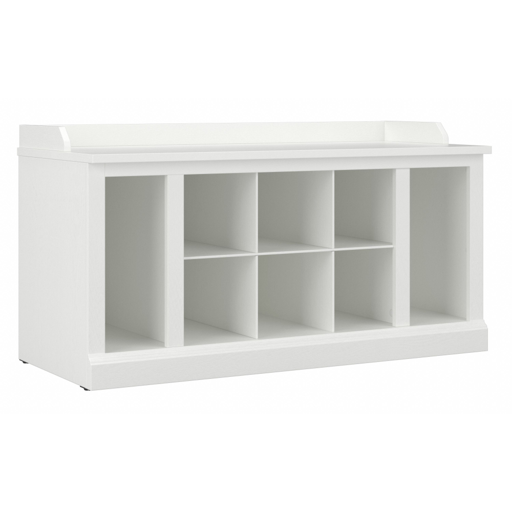 Shop Bush Furniture Woodland 40W Shoe Storage Bench with Shelves, Image 01, WDS240WAS-03, #color_white ash