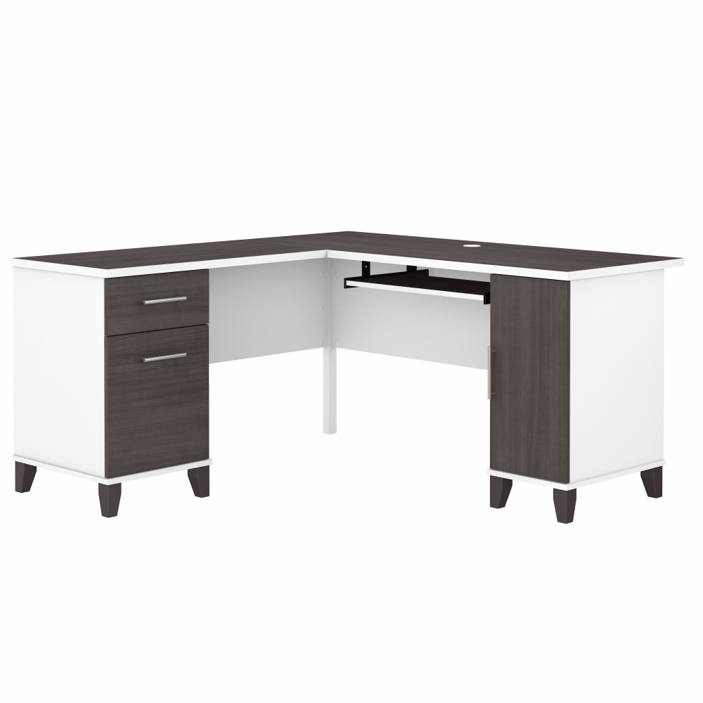 Shop Bush Furniture Somerset 60W L Shaped Desk with Storage, Image 01, WC81030K, #color_storm gray/white